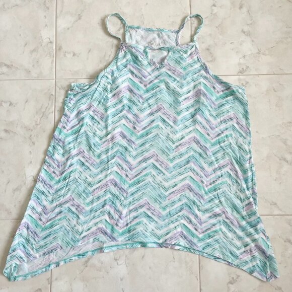 Justice Teal/Purple Chevron Tank Top Girls 16 - Picture 1 of 4